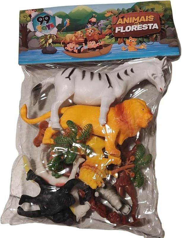 Kit 12 Miniaturas De Animais Sortidos - Leão Zebra E Outros